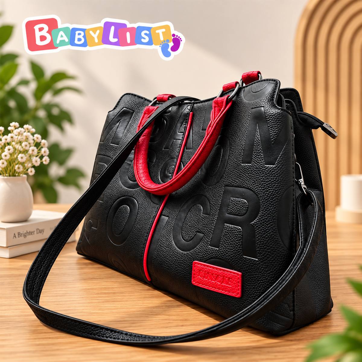 Elegance Black & Red Tote Bag